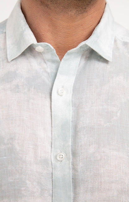  Chemise Ajustée En Lin Motif Tie & Dye