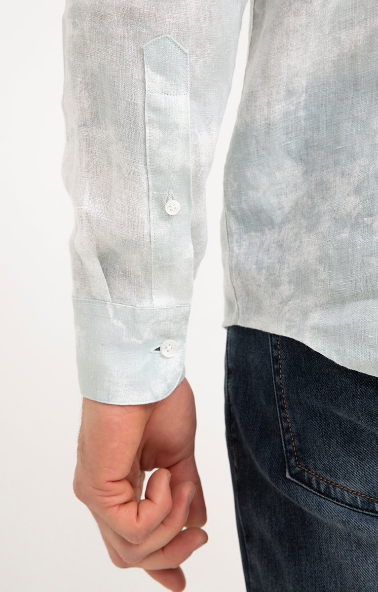  Chemise Ajustée En Lin Motif Tie & Dye