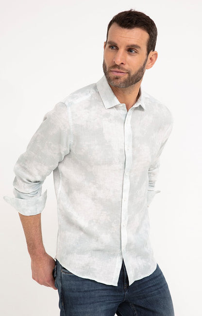  Chemise Ajustée En Lin Motif Tie & Dye