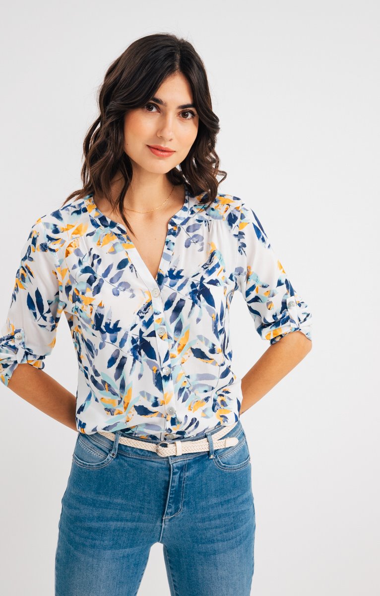  Chemise Col Mao Avec Boutons Nacre