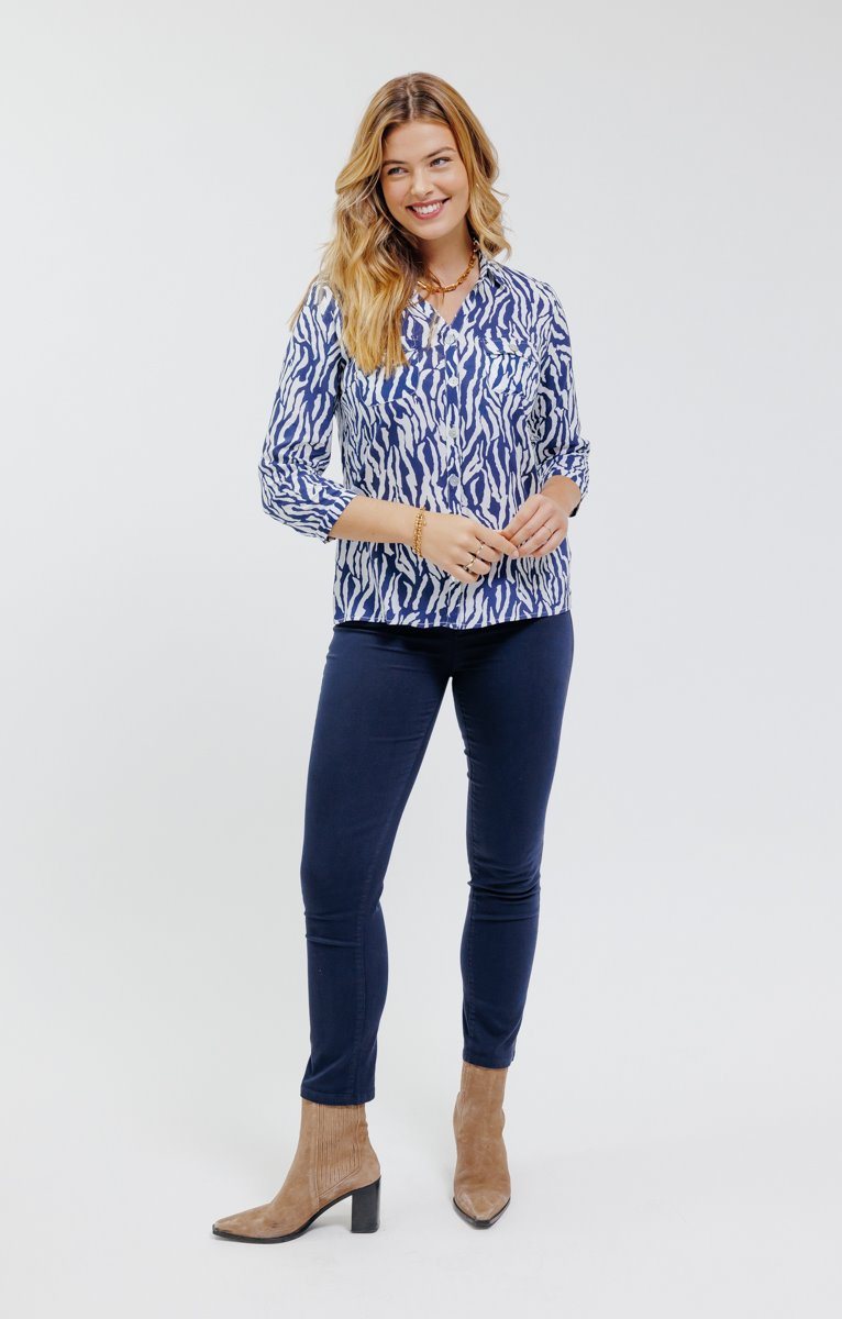  Chemise Imprimé Zèbre Boutons Nacrés