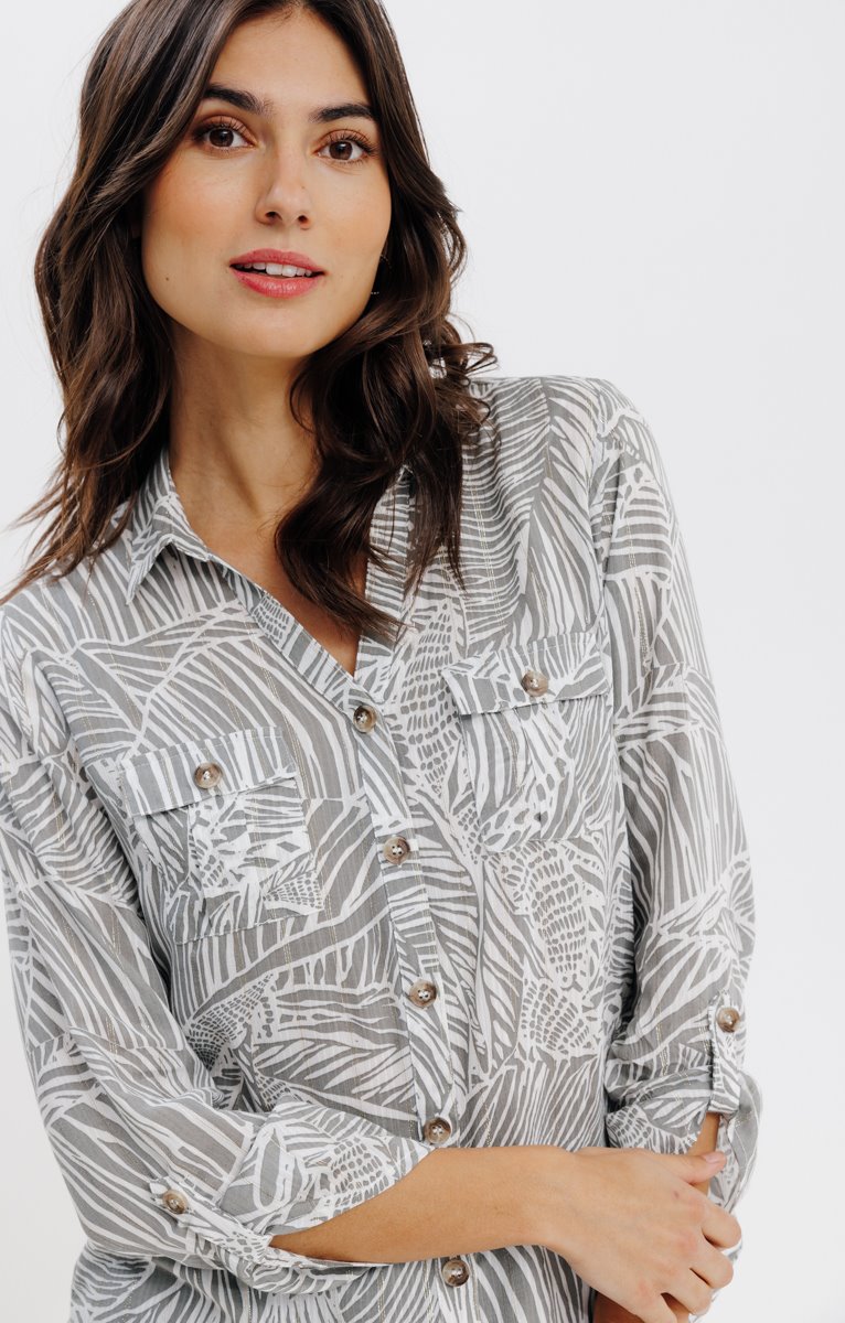  Chemise Imprimée Boutons Jaspés