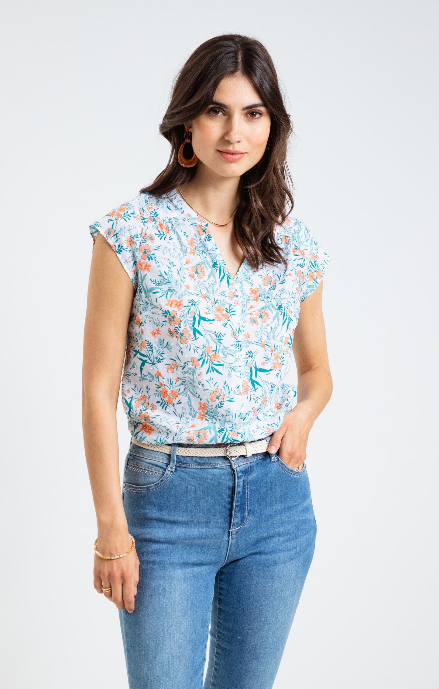 Chemise Imprimée En Coton Plumetis