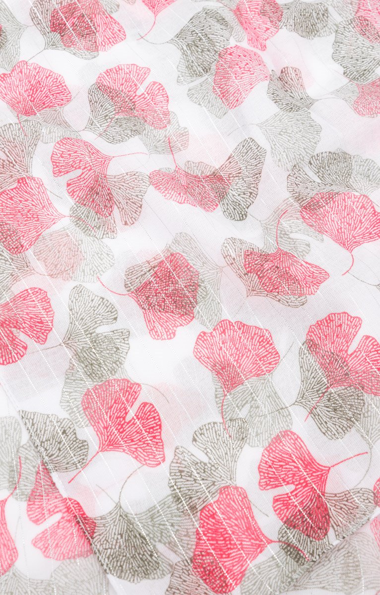  GRAND FOULARD IMPRIMÉ TISSÉ LIGNES LUREX