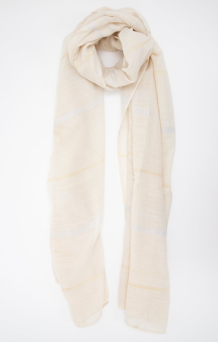  GRAND FOULARD TISSÉ UNI AVEC RAYURES