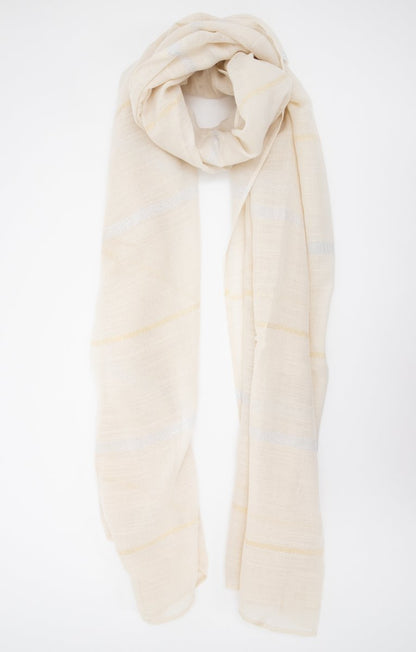  GRAND FOULARD TISSÉ UNI AVEC RAYURES