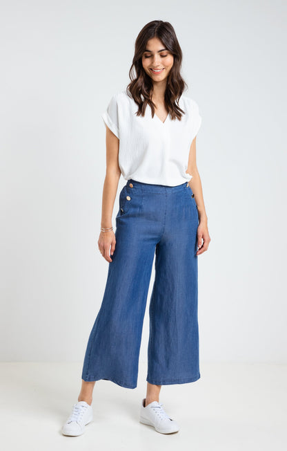  Pantacourt En Tencel Denim