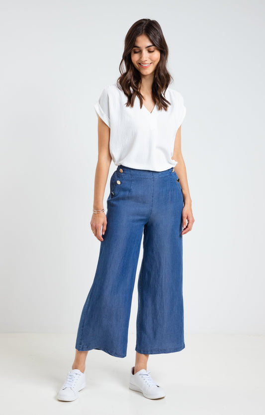  Pantacourt En Tencel Denim