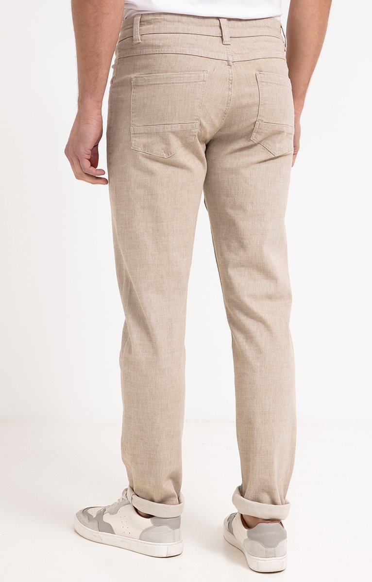  Pantalon 5 Poches Effet Lin