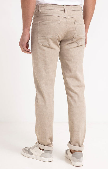  Pantalon 5 Poches Effet Lin