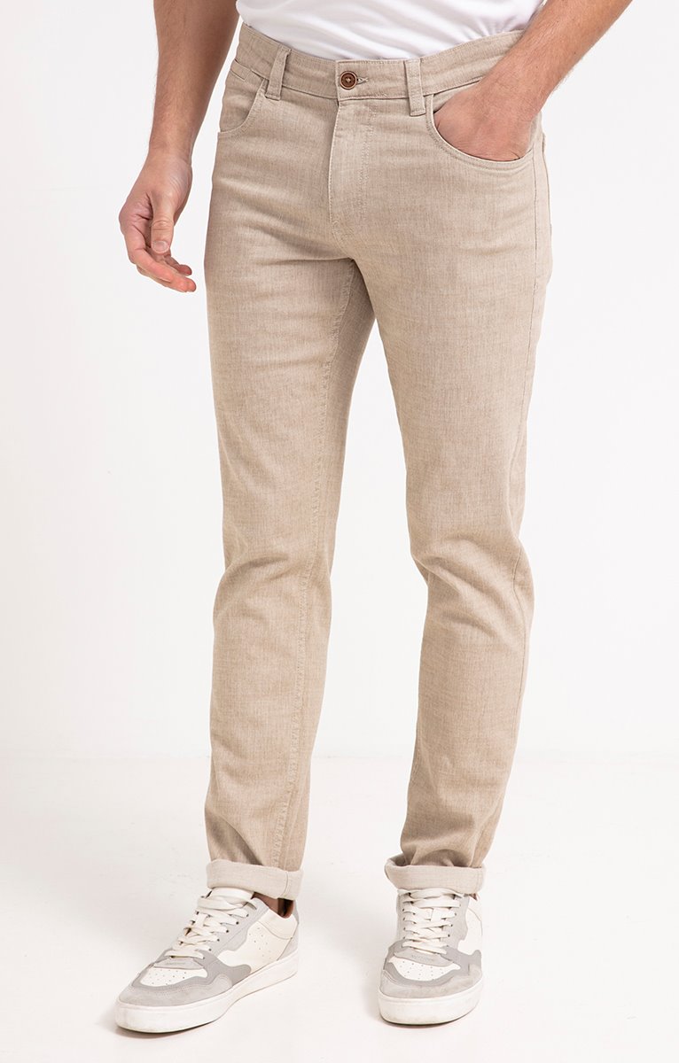  Pantalon 5 Poches Effet Lin