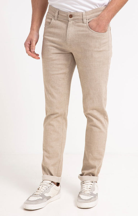  Pantalon 5 Poches Effet Lin