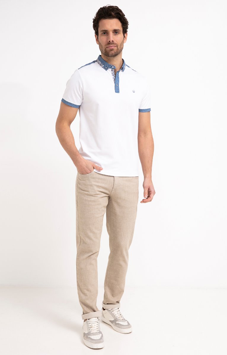  Pantalon 5 Poches Effet Lin