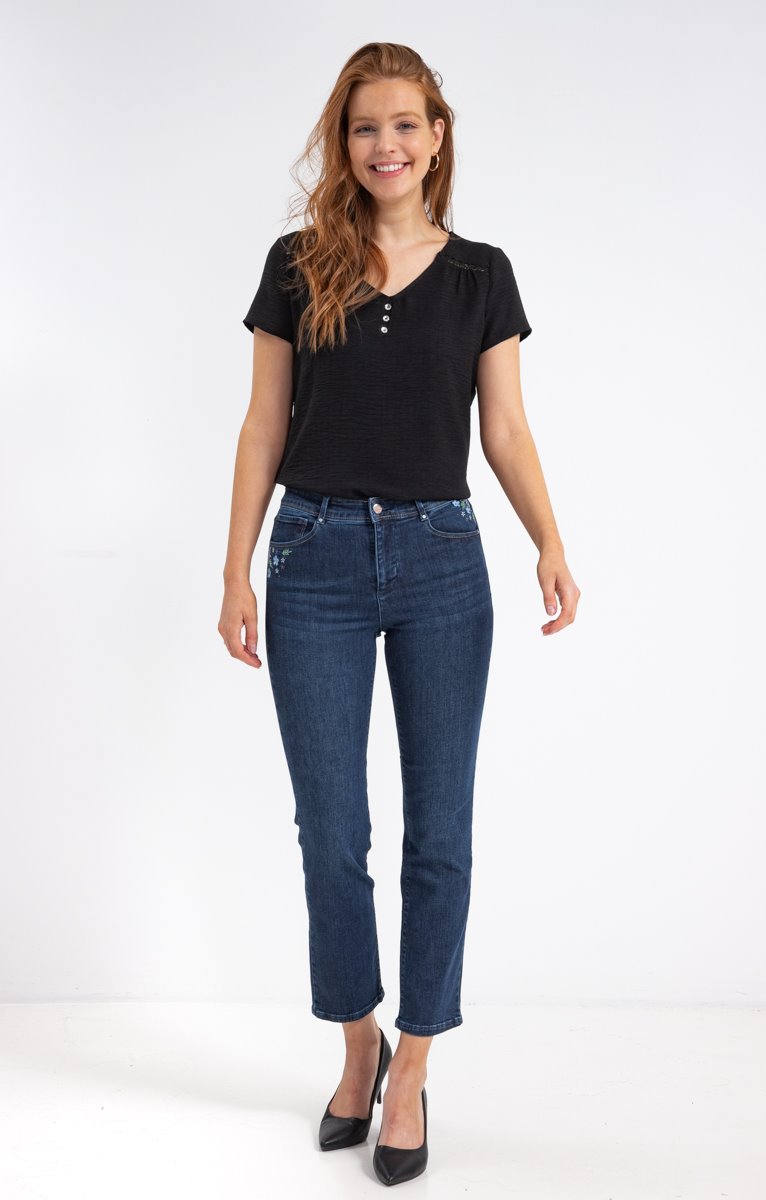  Pantalon Avec Broderies Fleurs