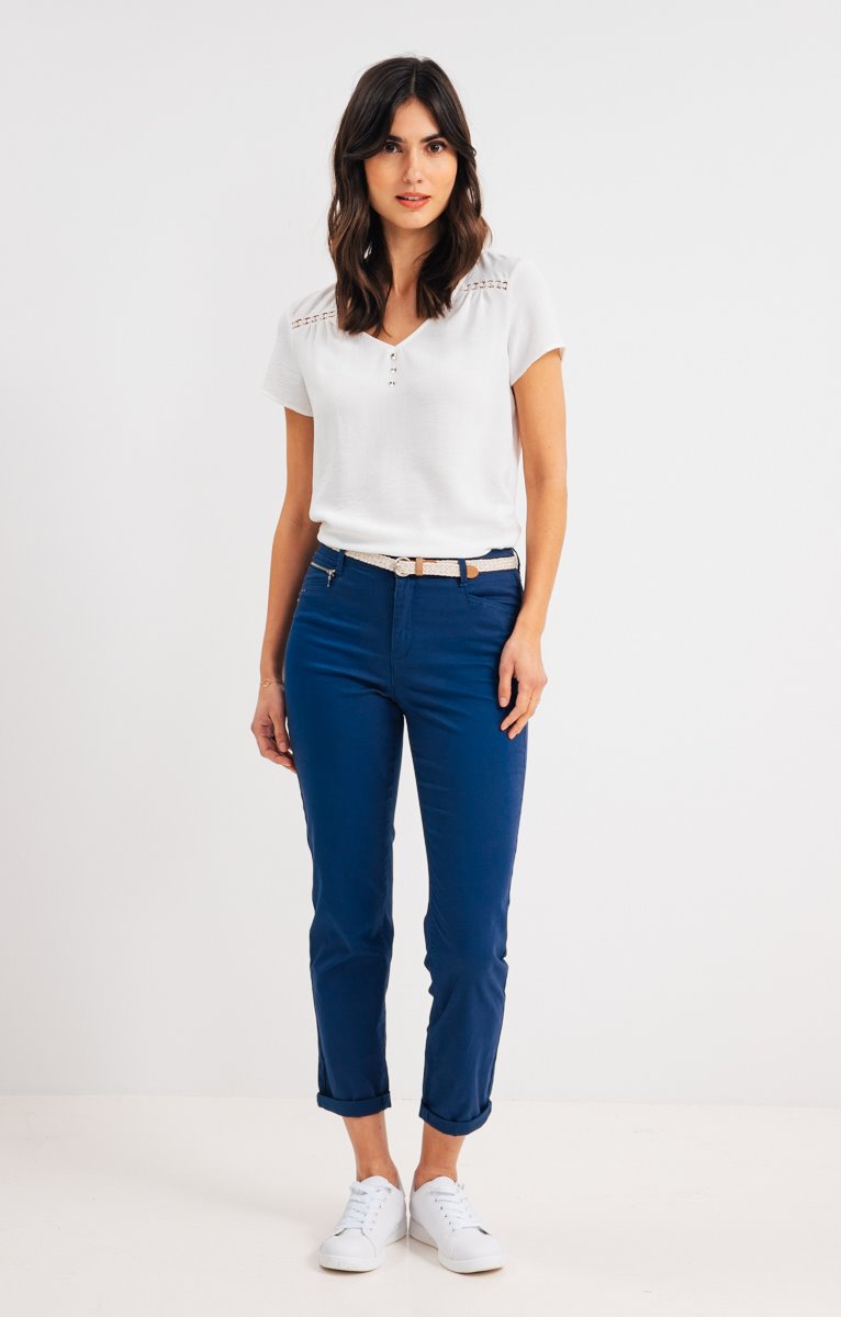  Pantalon Chino Droit Avec Ceinture