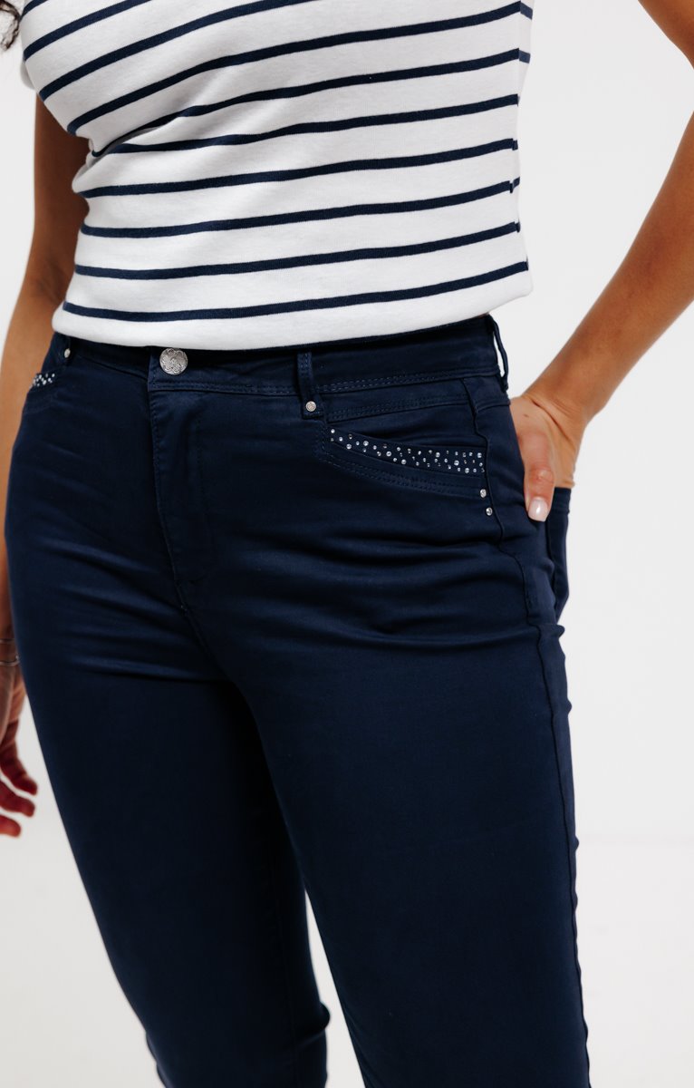  Pantalon Coton Avec Strass Poches