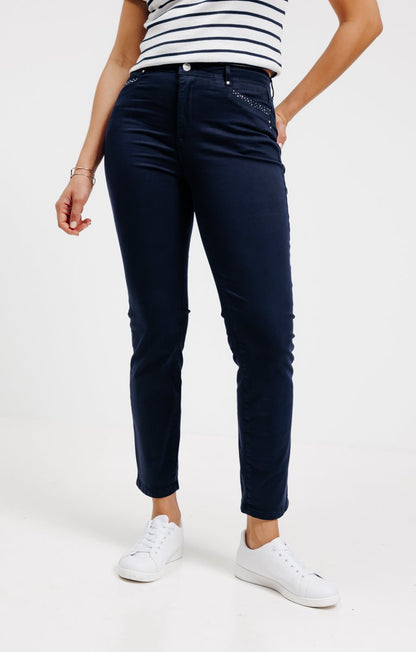  Pantalon Coton Avec Strass Poches