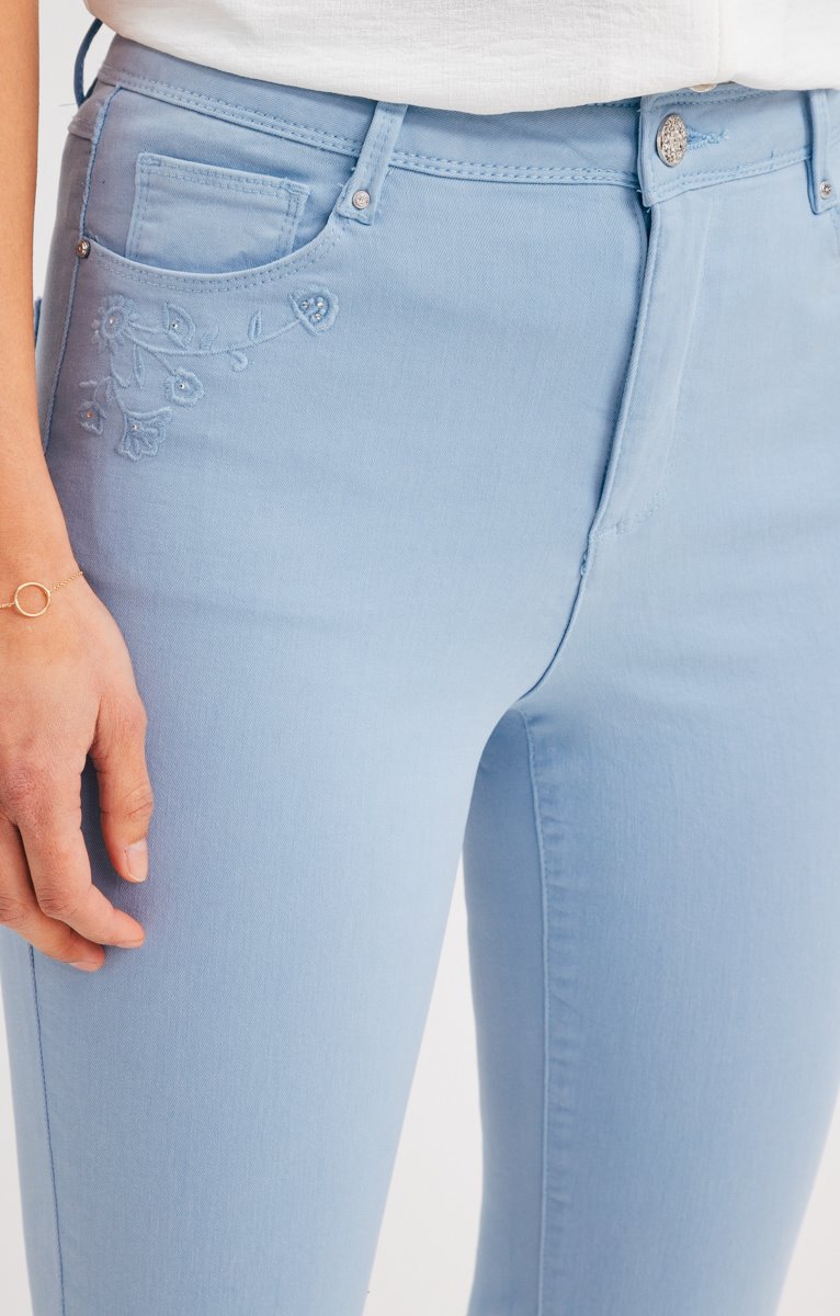  Pantalon Slim Avec Jeu Broderie Poches