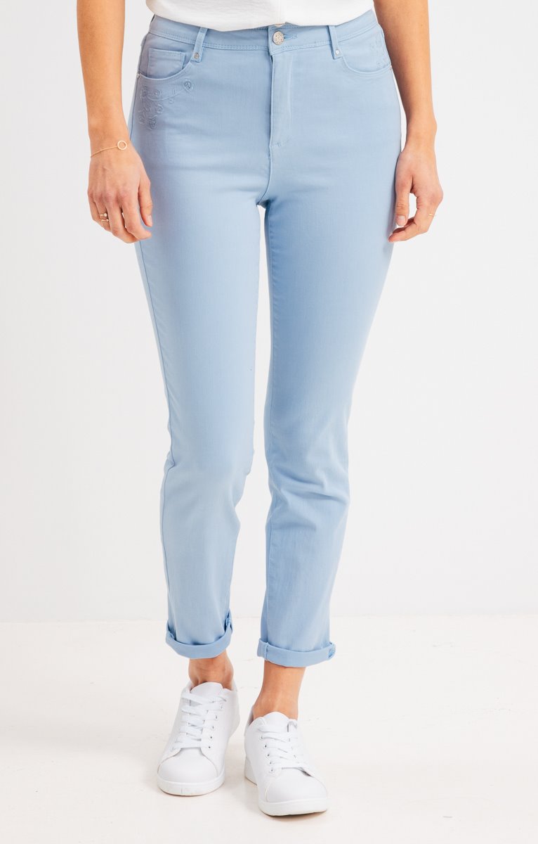  Pantalon Slim Avec Jeu Broderie Poches
