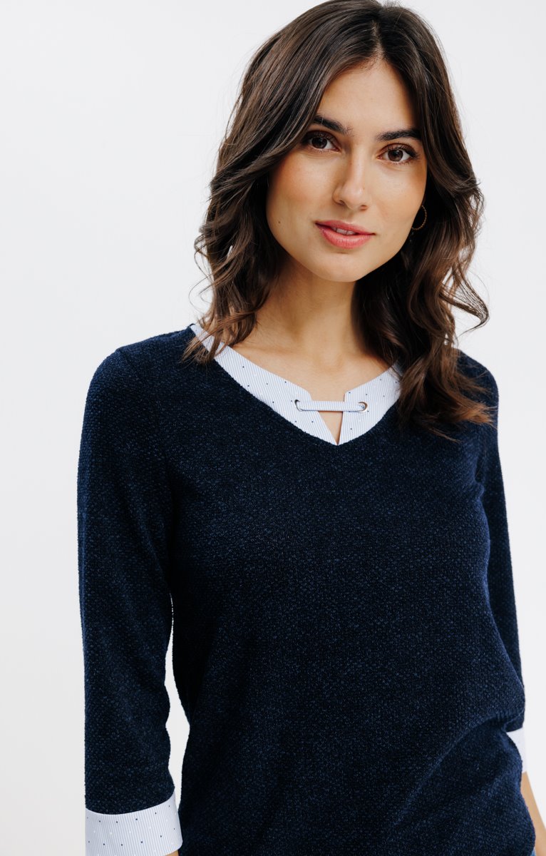  PULL 2 EN 1 COL AVEC OEILLET