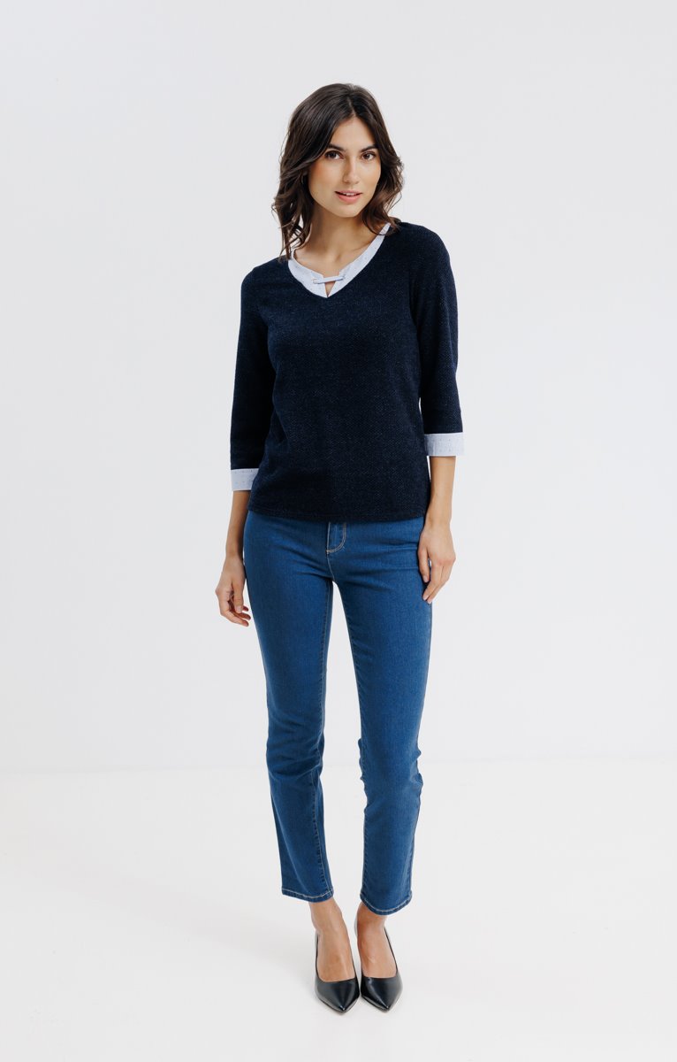 PULL 2 EN 1 COL AVEC OEILLET