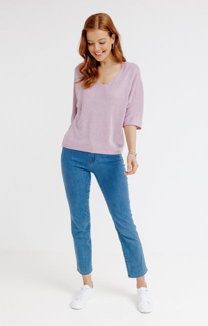  PULL COL V MAILLE BRILLANTE