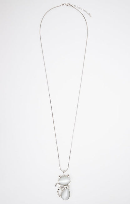  SAUTOIR PENDENTIF ARGENT 2 PIERRES