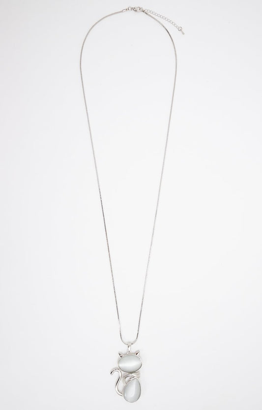  SAUTOIR PENDENTIF ARGENT 2 PIERRES