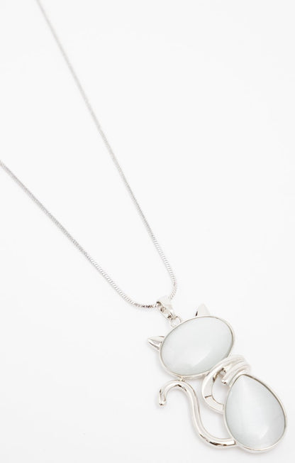  SAUTOIR PENDENTIF ARGENT 2 PIERRES