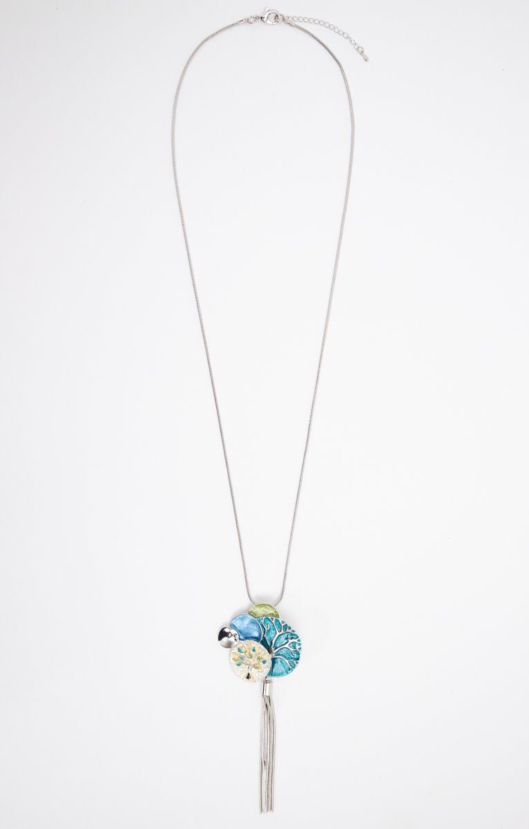  SAUTOIR PENDENTIF ARGENT 5 RONDS