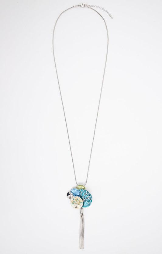  SAUTOIR PENDENTIF ARGENT 5 RONDS
