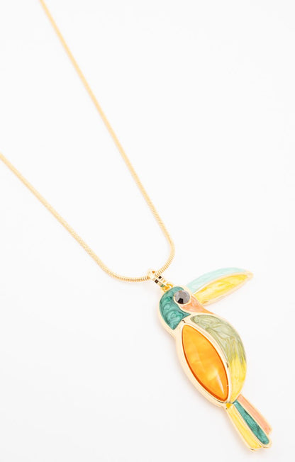  SAUTOIR PENDENTIF ARGENT AVEC TOUCAN