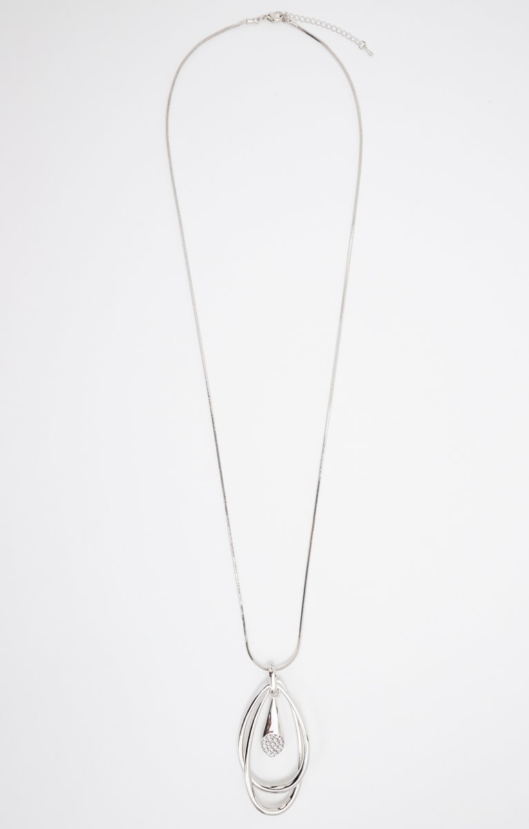  Sautoir Pendentif Argenté 2 Gouttes