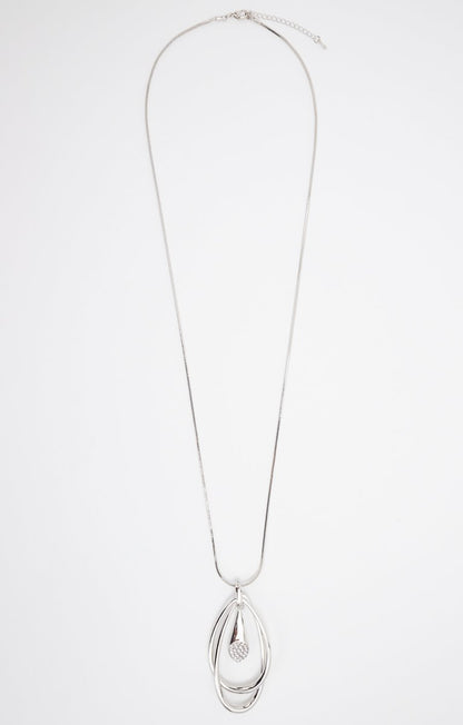  Sautoir Pendentif Argenté 2 Gouttes