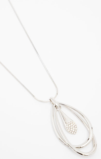  Sautoir Pendentif Argenté 2 Gouttes