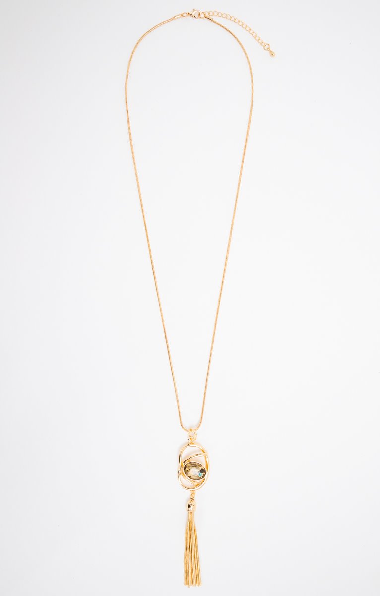  SAUTOIR PENDENTIF DORÉ CABOCHON