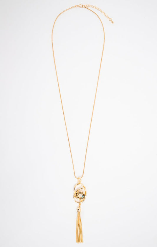  SAUTOIR PENDENTIF DORÉ CABOCHON