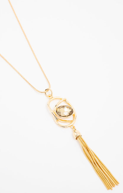  SAUTOIR PENDENTIF DORÉ CABOCHON