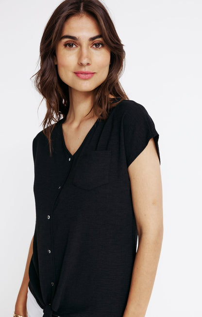  Tee-shirt Uni Boutonné Avec Liens