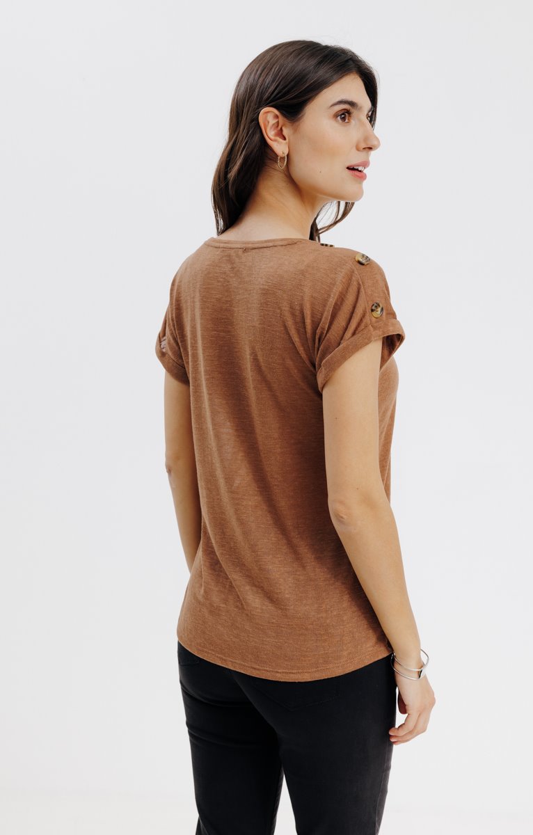  Tee-shirt Uni Avec Boutons épaules