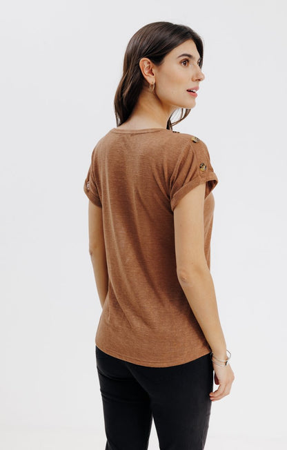 Tee-shirt Uni Avec Boutons épaules