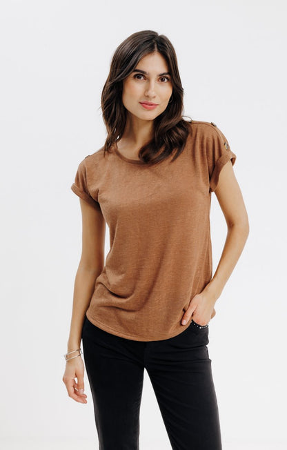  Tee-shirt Uni Avec Boutons épaules