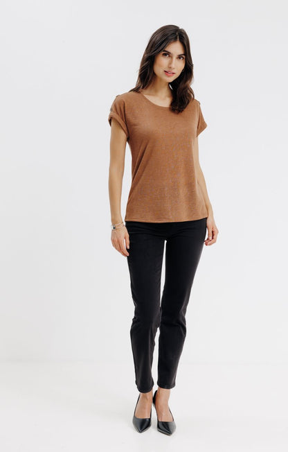  Tee-shirt Uni Avec Boutons épaules