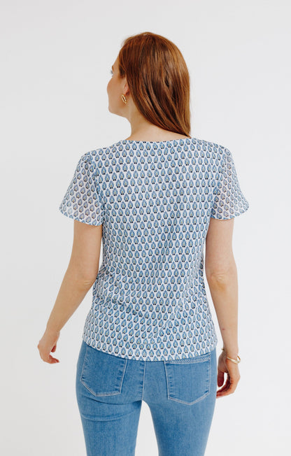  Tee-shirt Bi-matière Col Rond Piping