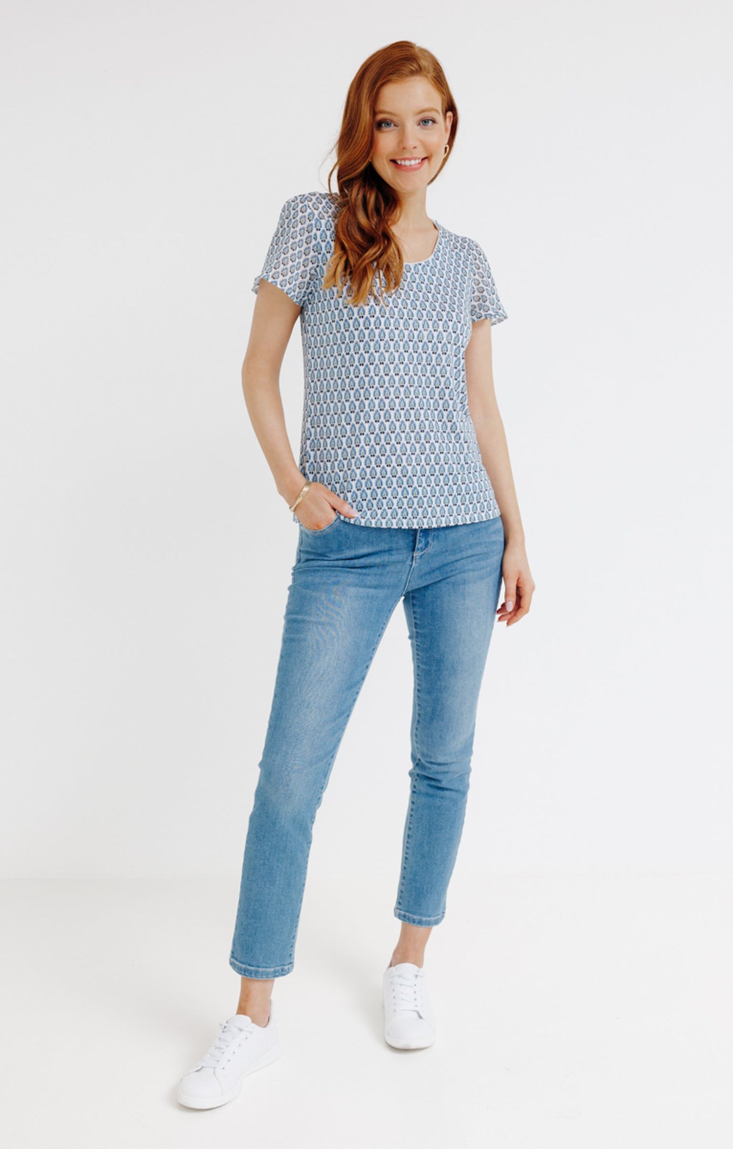  Tee-shirt Bi-matière Col Rond Piping