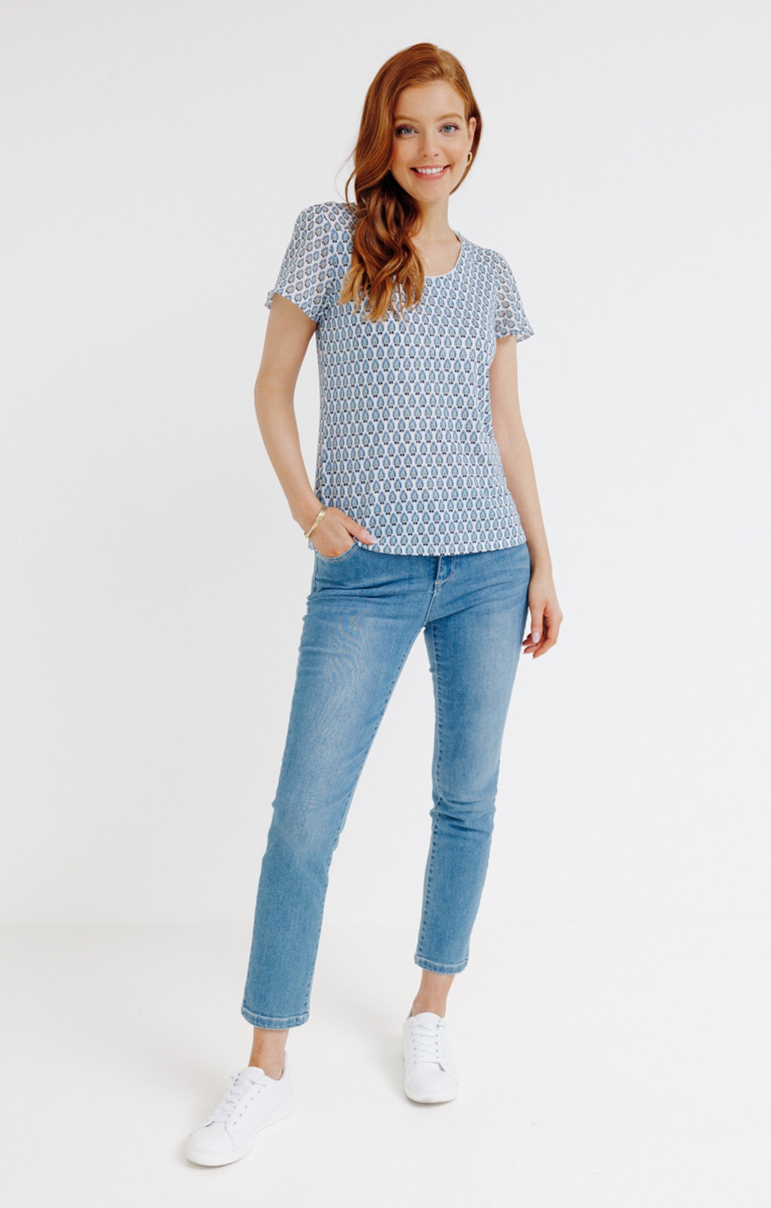  Tee-shirt Bi-matière Col Rond Piping