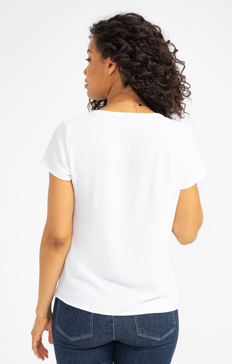  Tee-shirt Boutonné Uni Manches Courtes