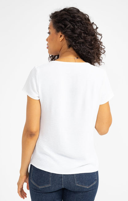  Tee-shirt Boutonné Uni Manches Courtes