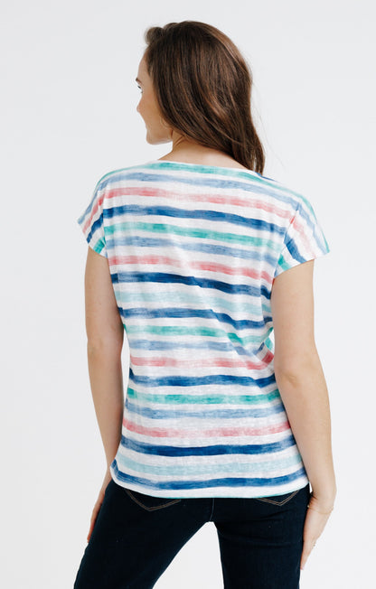  Tee-shirt Col Rond Rayures Imprimées