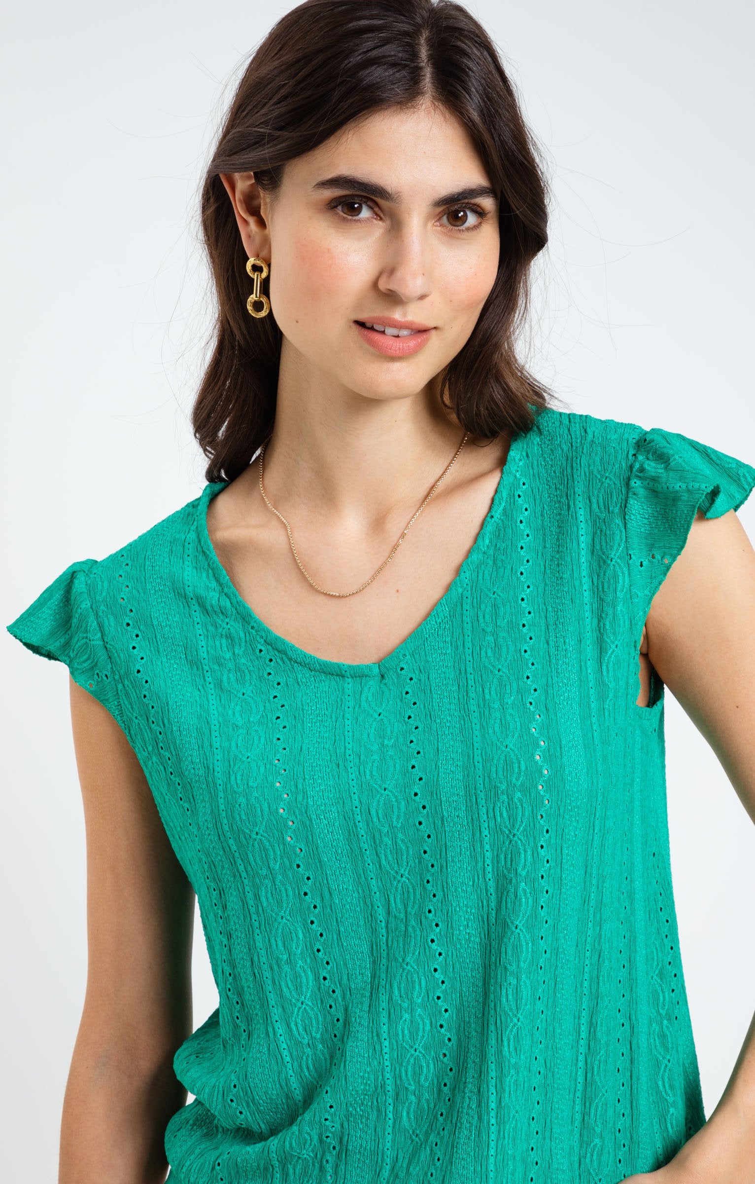  Tee-shirt Dentelle Macramé Bas élastiqué